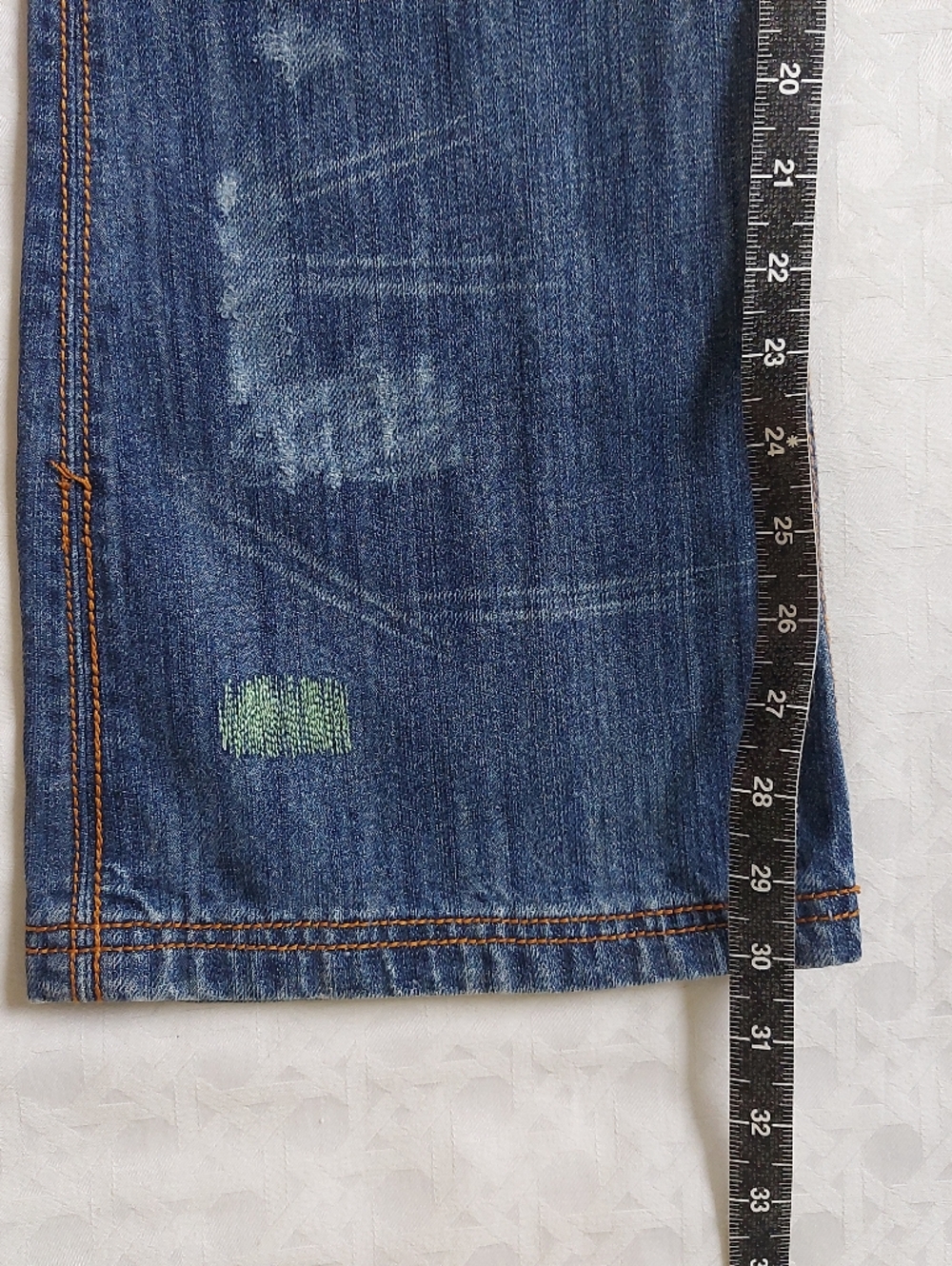 Y2K Antik Men Patchwork Festival Western Embroidered Disco Mid-rise Jeans 31 - Picture 12 of 12